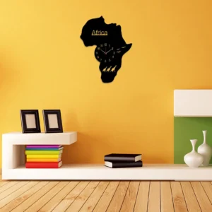 Africa Map Clock - Black